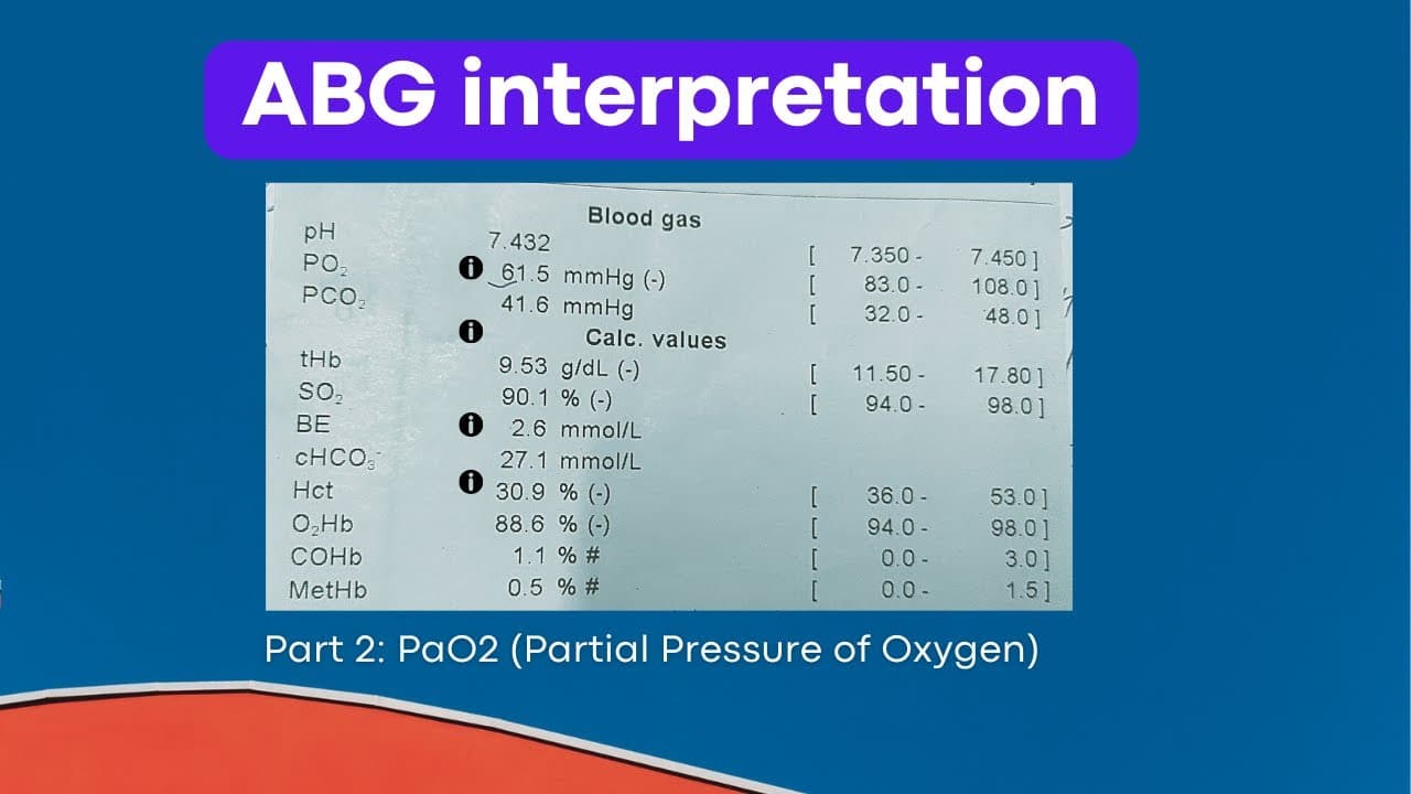ABG Interpretation: PaO2 (Partial pressure of Oxygen)