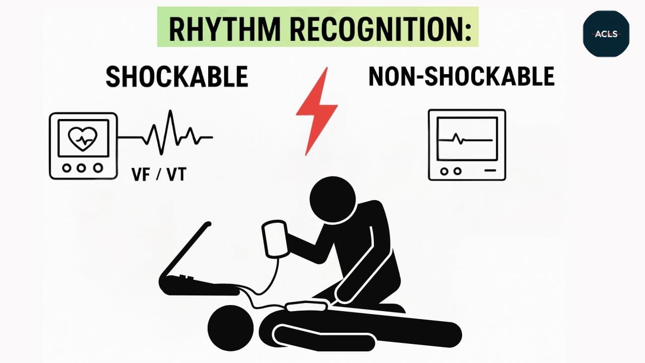 ACLS Rhythm recognition: shockable & Non-shockable rhythms on AED
